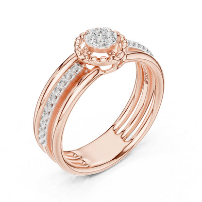 18K Rose Gold Round Lab-Grown Diamond Ring for Women | Party Wear | Pure Carat