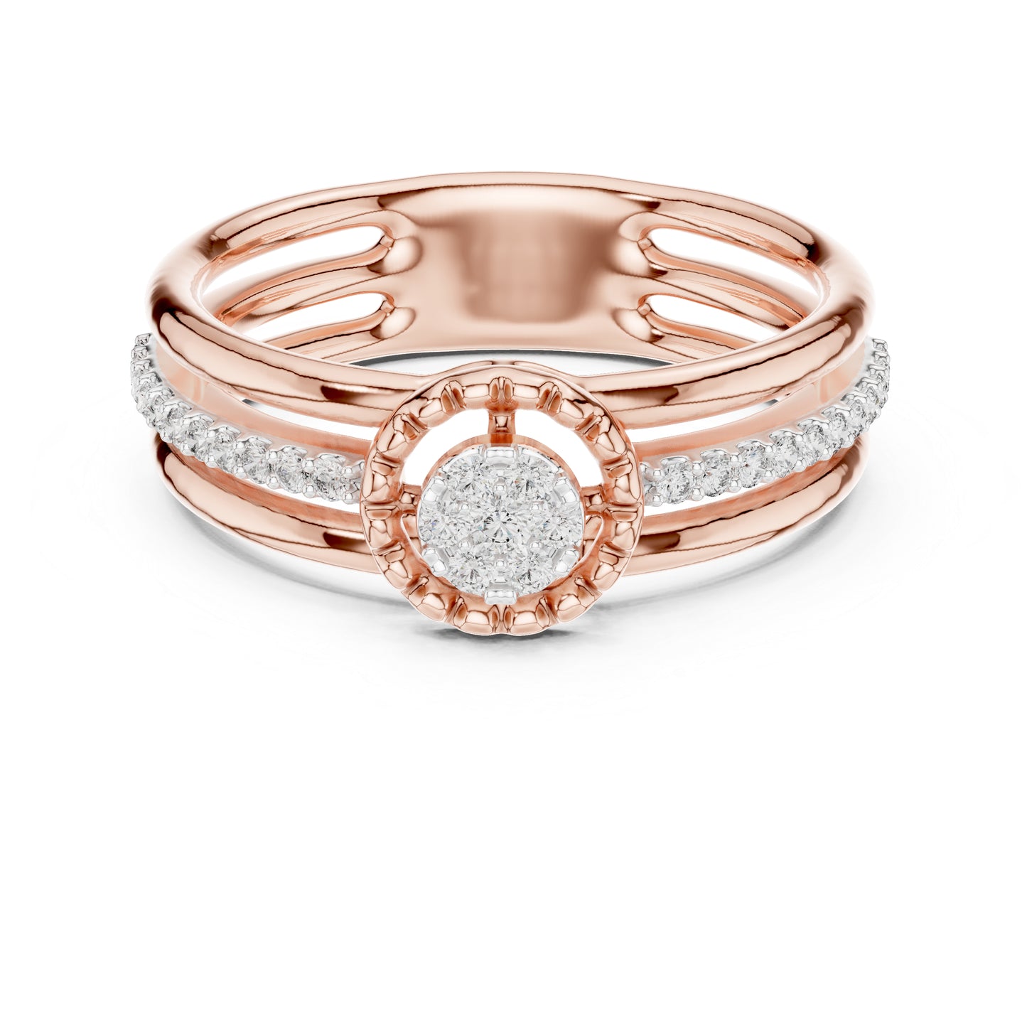 18K Rose Gold Round Lab-Grown Diamond Ring for Women | Party Wear | Pure Carat