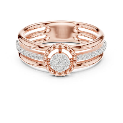 18K Rose Gold Round Lab-Grown Diamond Ring for Women | Party Wear | Pure Carat