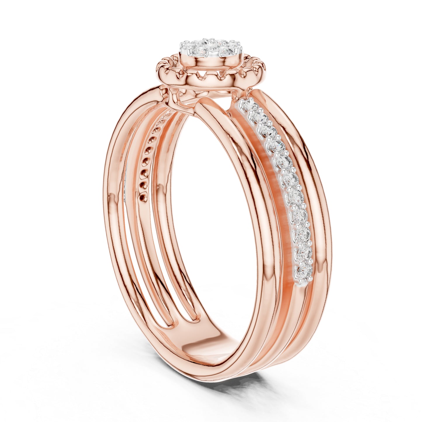 18K Rose Gold Round Lab-Grown Diamond Ring for Women | Party Wear | Pure Carat