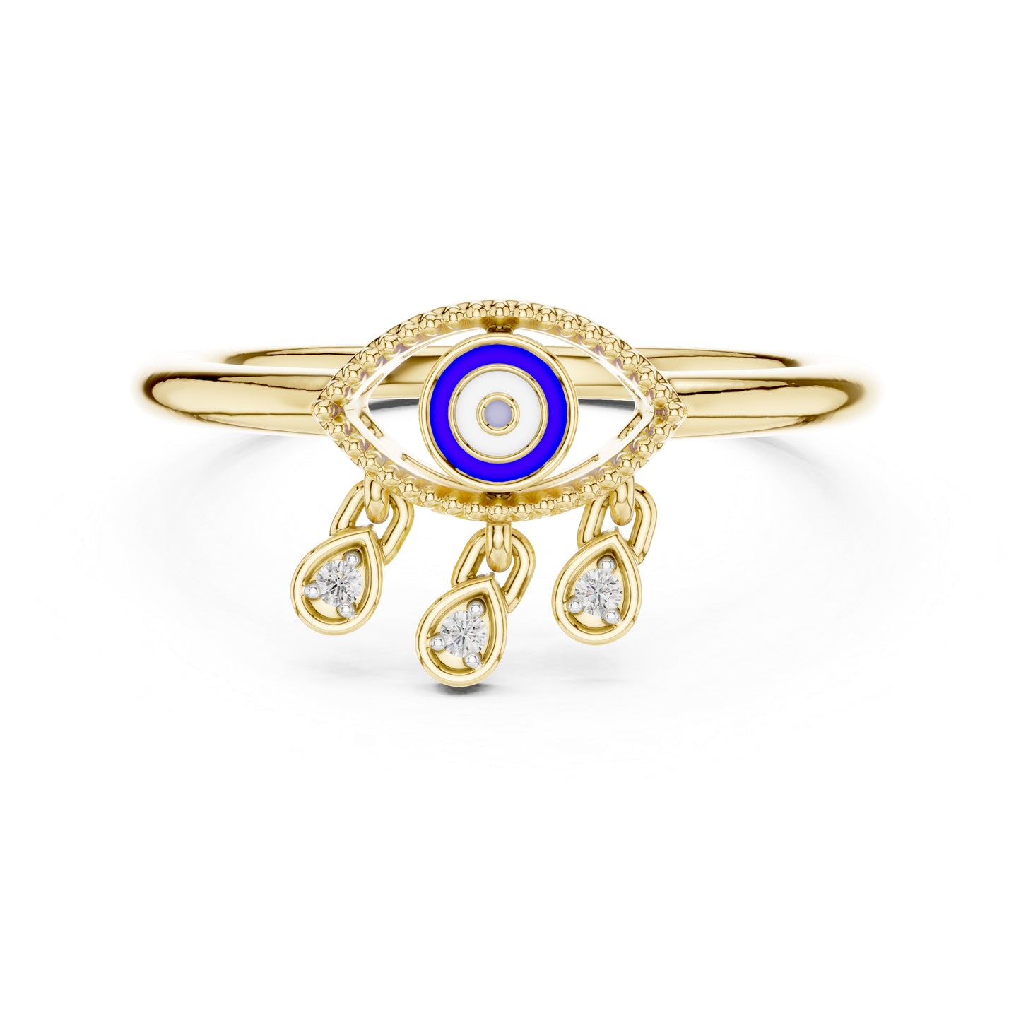 14K Yellow Gold Round Lab-Grown Diamond Drop Ring for Women | Bridal Wear | Pure Carat