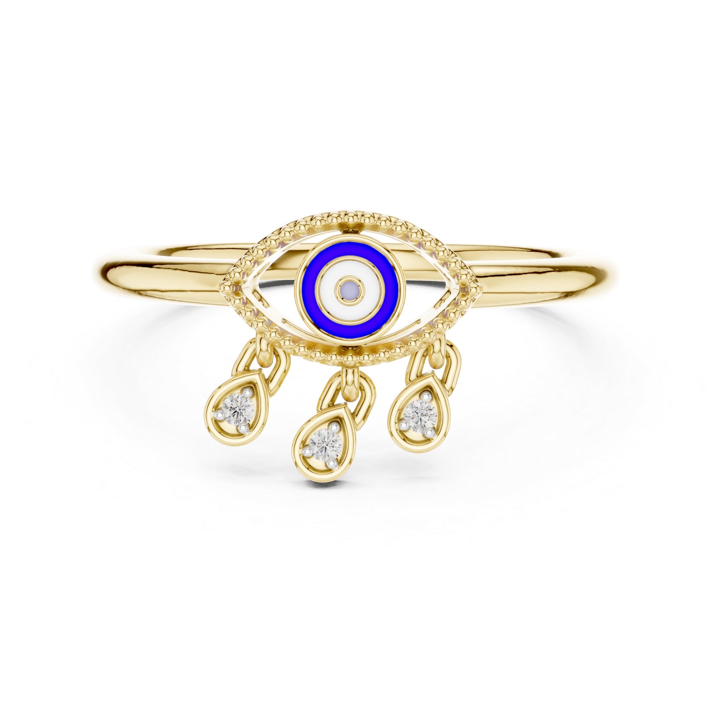 14K Yellow Gold Round Lab-Grown Diamond Drop Ring for Women | Bridal Wear | Pure Carat