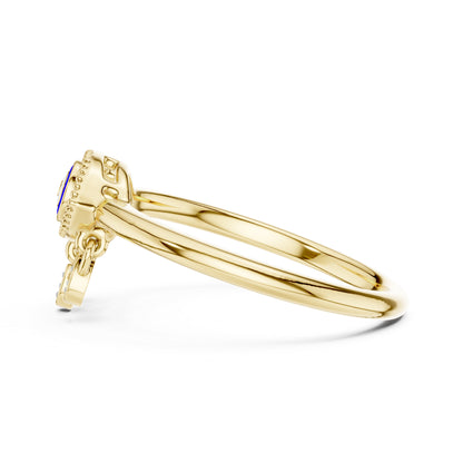 14K Yellow Gold Round Lab-Grown Diamond Drop Ring for Women | Bridal Wear | Pure Carat