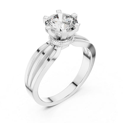 Round Lab-Grown Diamond Engagement Ring in 18K White Gold | PureCarat