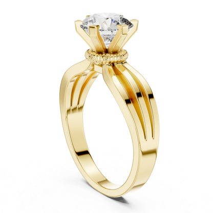 Round Lab-Grown Diamond Engagement Ring in 18K White Gold | PureCarat