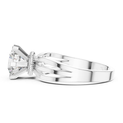 Round Lab-Grown Diamond Engagement Ring in 18K White Gold | PureCarat