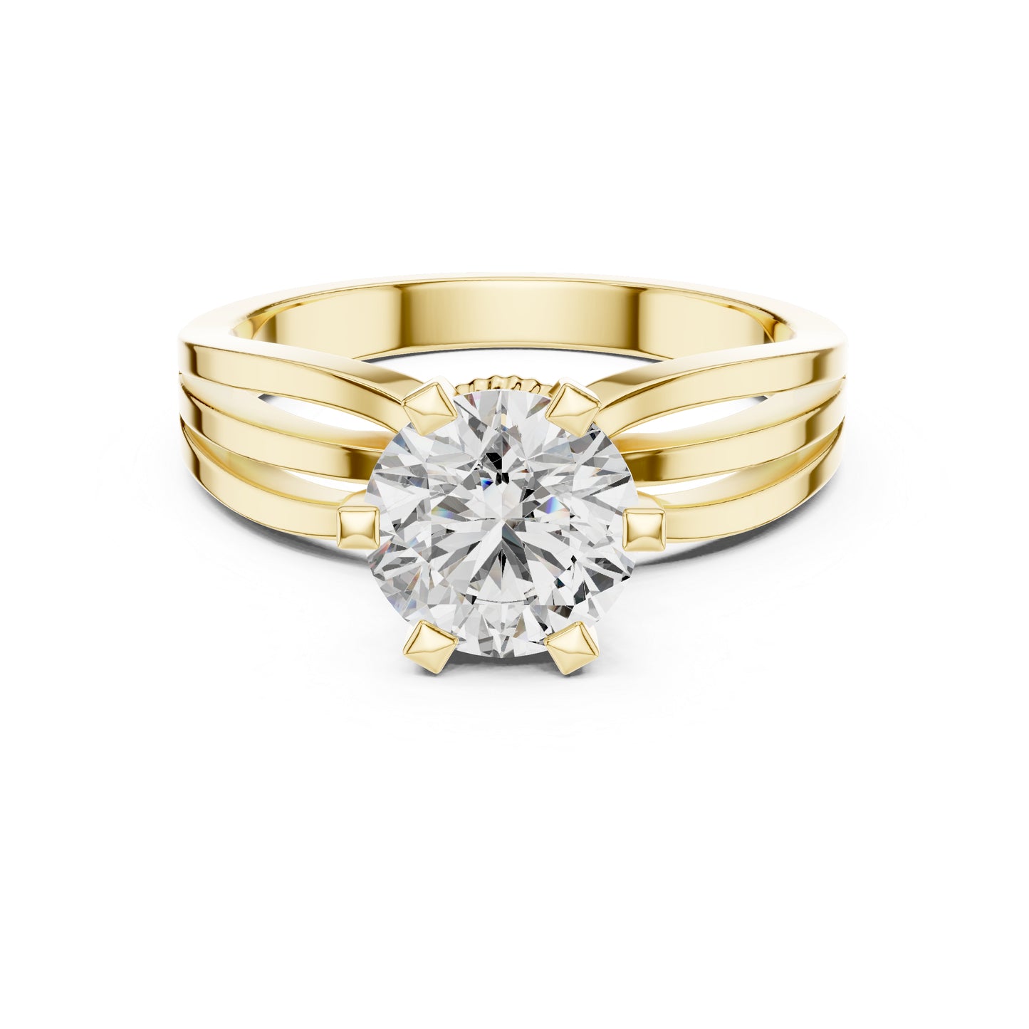 Round Lab-Grown Diamond Engagement Ring in 18K White Gold | PureCarat