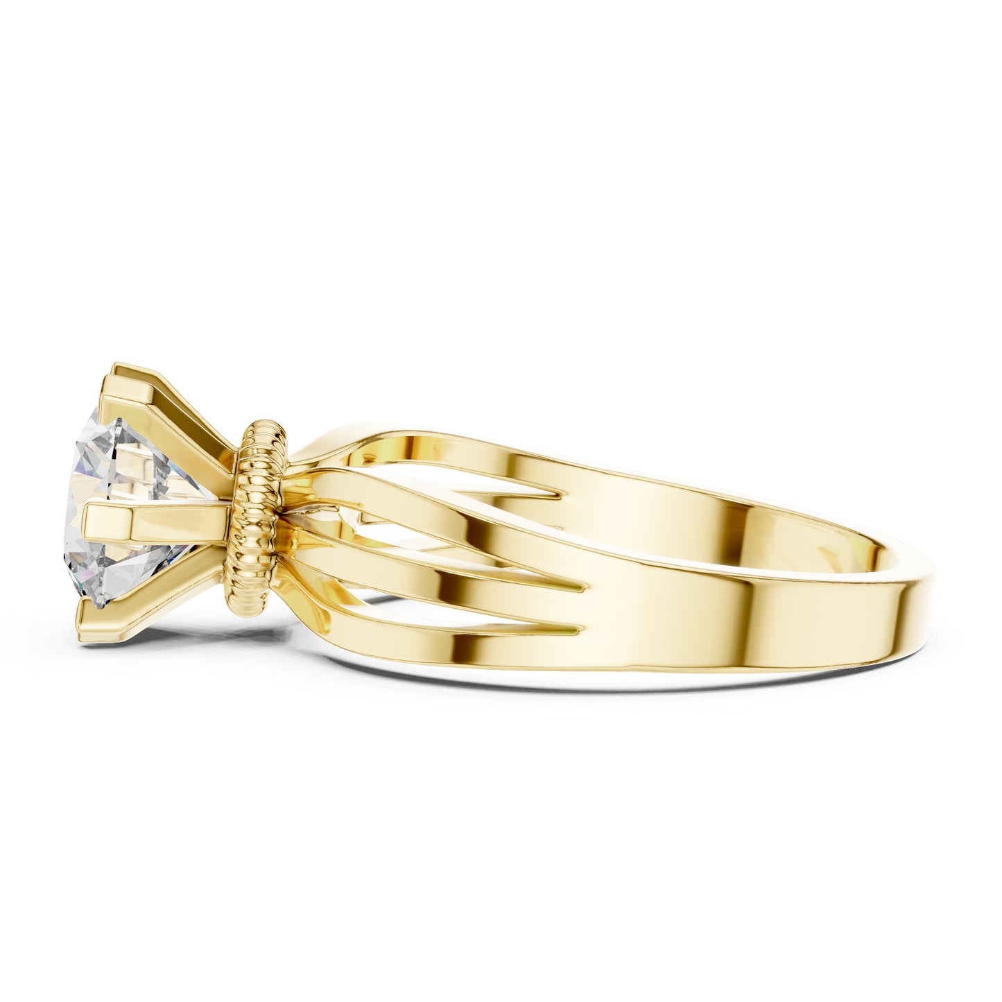 Round Lab-Grown Diamond Engagement Ring in 18K White Gold | PureCarat