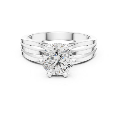 Round Lab-Grown Diamond Engagement Ring in 18K White Gold | PureCarat