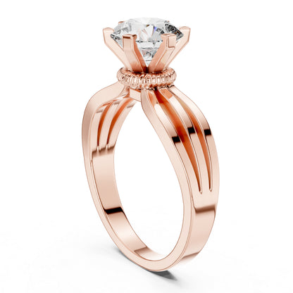 Round Lab-Grown Diamond Engagement Ring in 18K White Gold | PureCarat