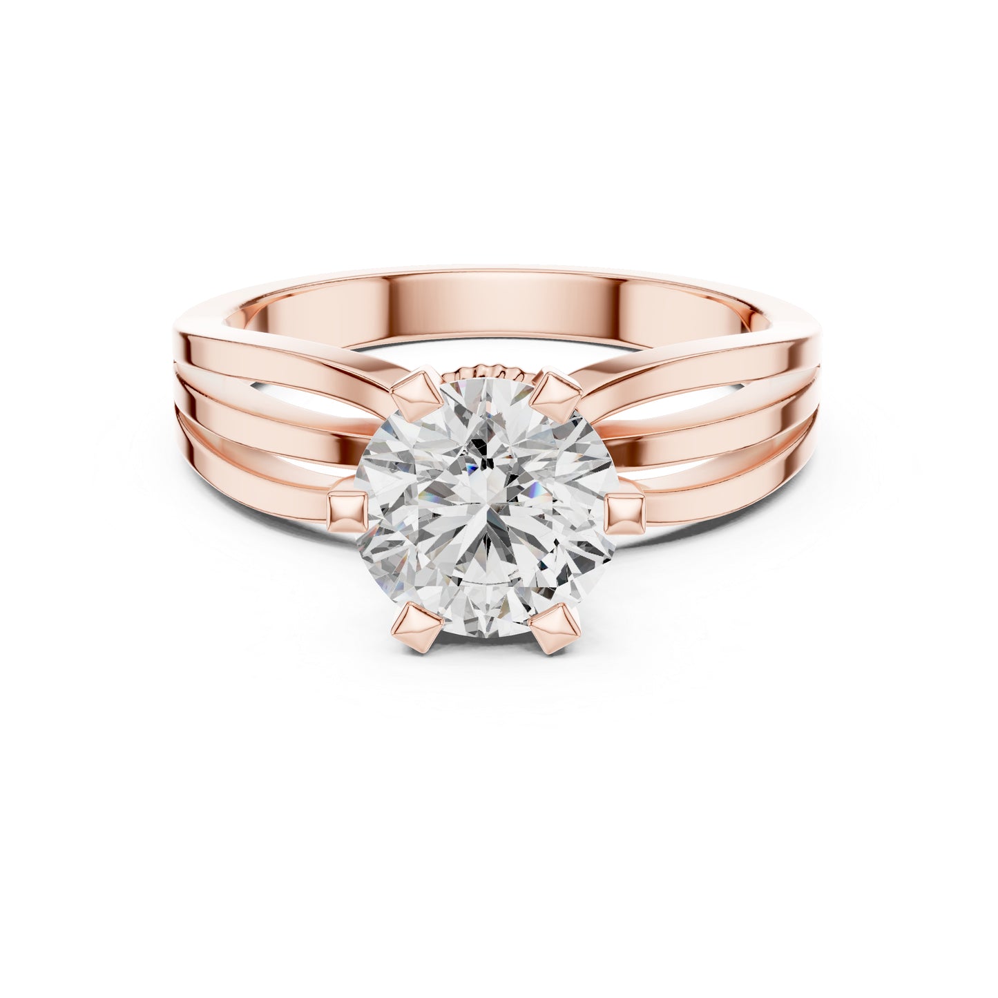 Round Lab-Grown Diamond Engagement Ring in 18K White Gold | PureCarat