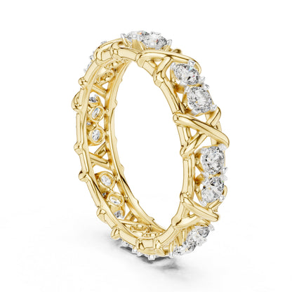 18K Yellow Gold Round Lab-Grown Diamond Drop Ring for Women | Party Wear | Pure Carat
