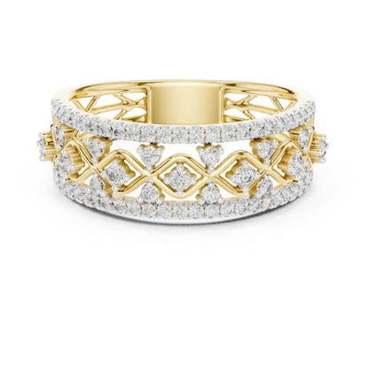 14K Yellow Gold Round Lab-Grown Diamond Stud Ring for Women | Bridal Wear | Pure Carat