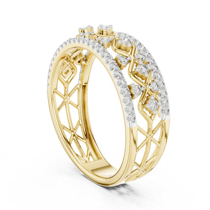 14K Yellow Gold Round Lab-Grown Diamond Stud Ring for Women | Bridal Wear | Pure Carat