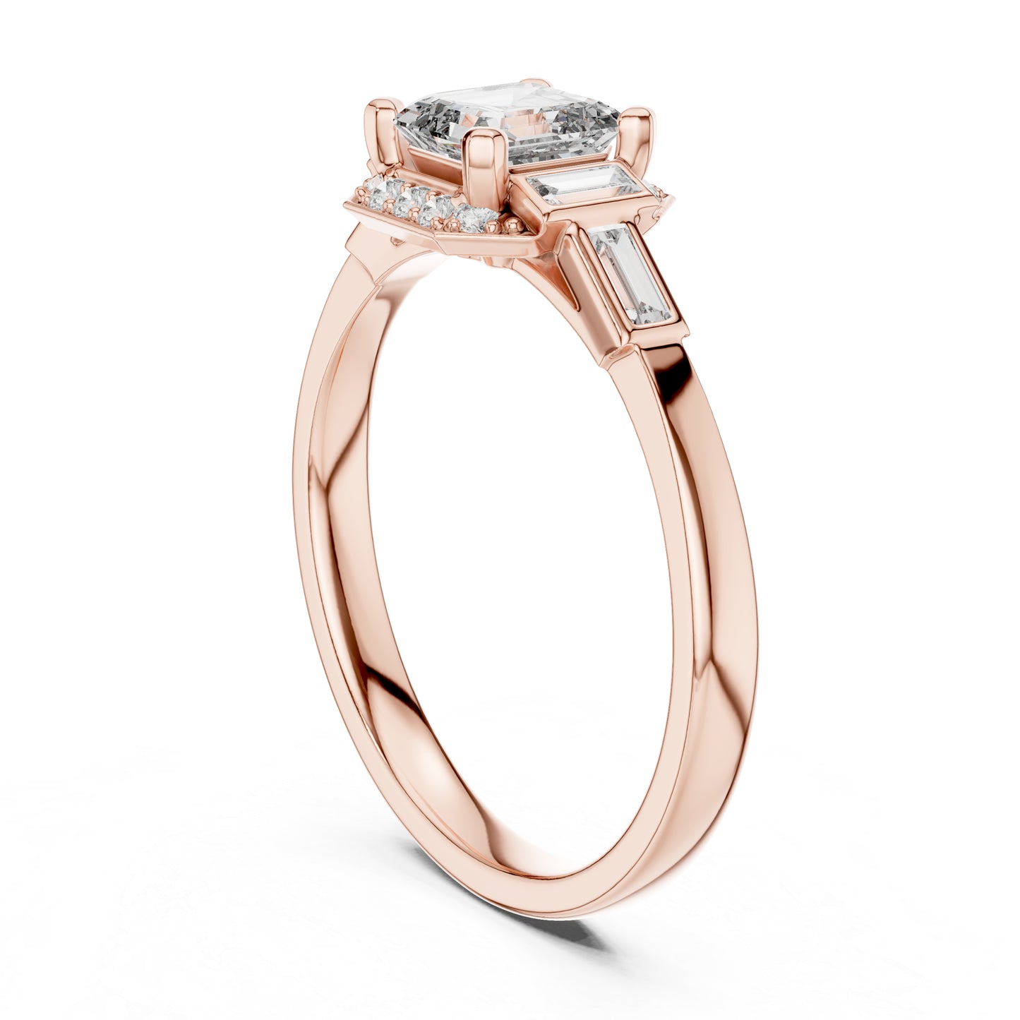 18K Yellow Gold Radiant Bug & Round Lab-Grown Diamond Stud Ring for Women | Anniversary Gift | Pure Carat