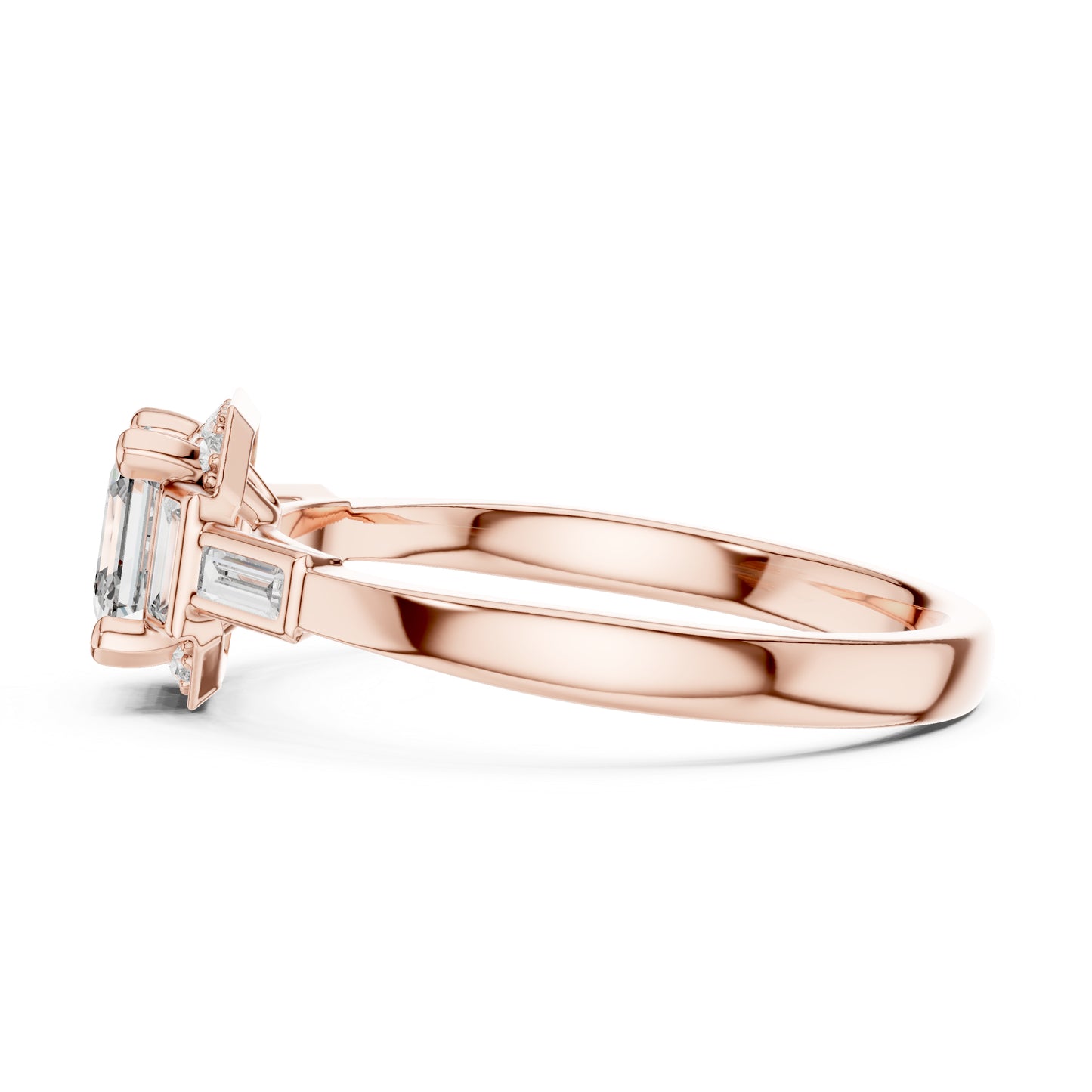 18K Yellow Gold Radiant Bug & Round Lab-Grown Diamond Stud Ring for Women | Anniversary Gift | Pure Carat