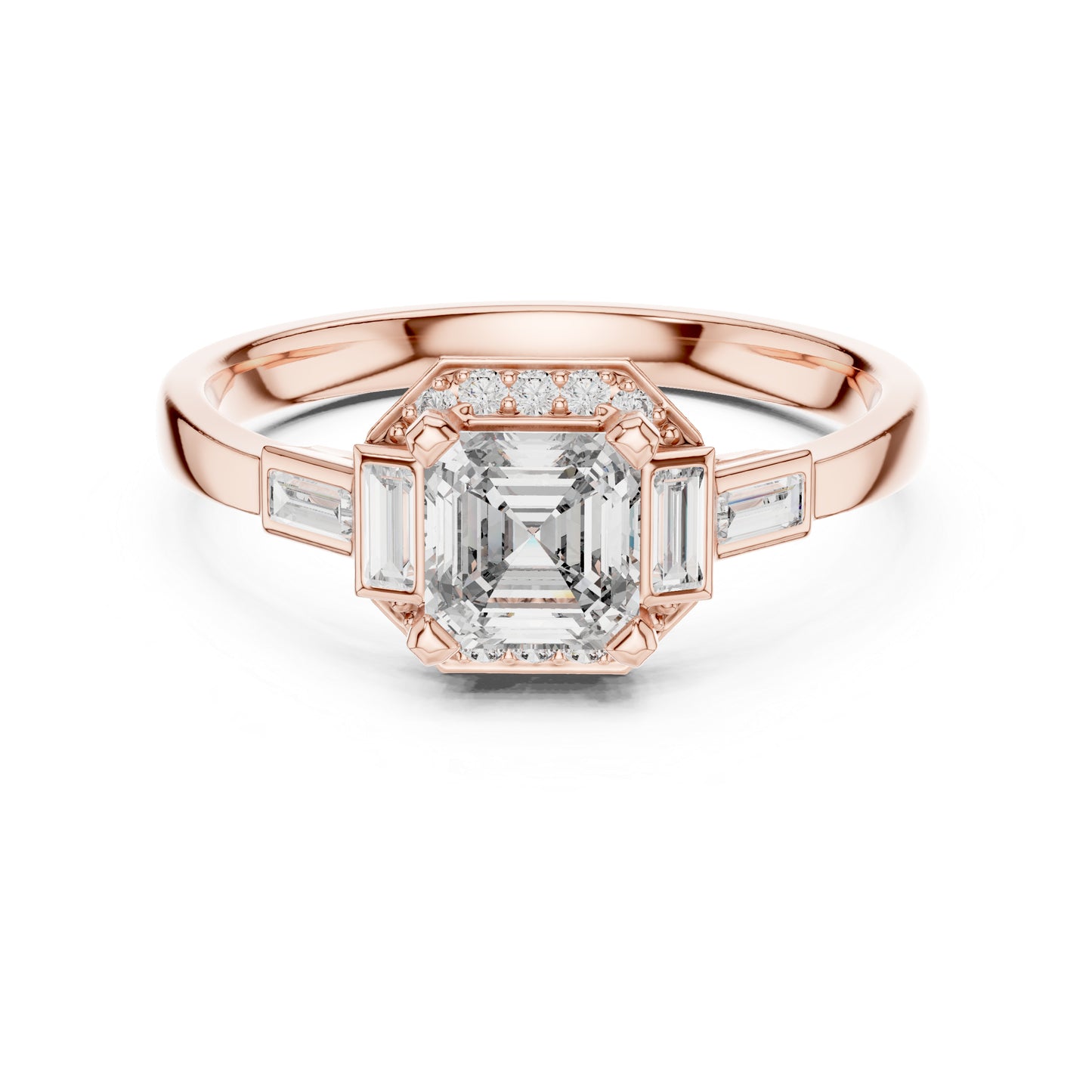 18K Yellow Gold Radiant Bug & Round Lab-Grown Diamond Stud Ring for Women | Anniversary Gift | Pure Carat