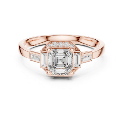 18K Yellow Gold Radiant Bug & Round Lab-Grown Diamond Stud Ring for Women | Anniversary Gift | Pure Carat