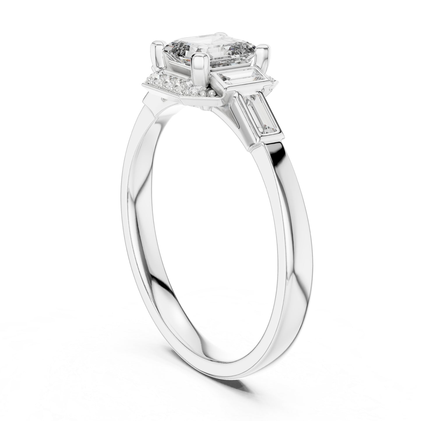 18K Yellow Gold Radiant Bug & Round Lab-Grown Diamond Stud Ring for Women | Anniversary Gift | Pure Carat