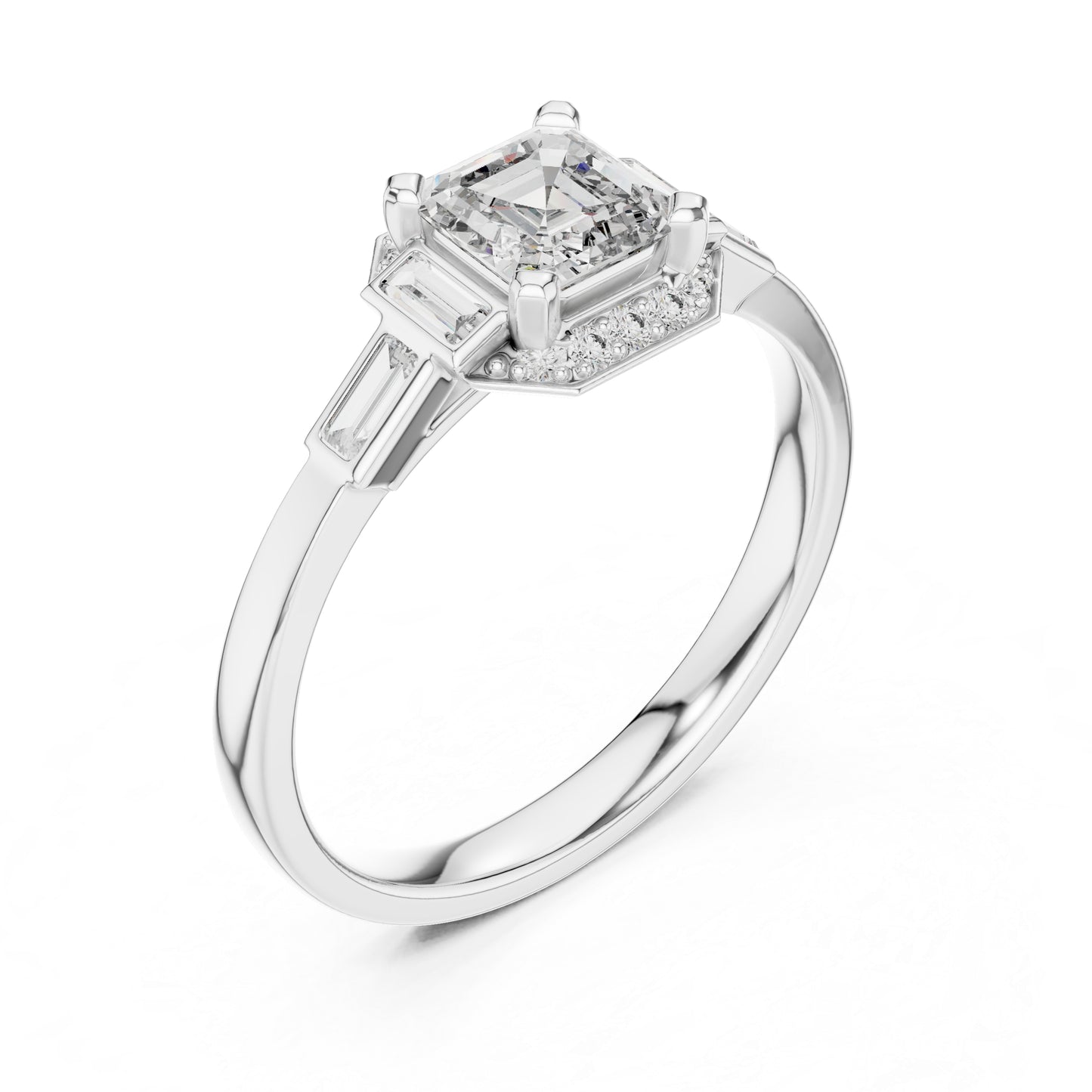 18K Yellow Gold Radiant Bug & Round Lab-Grown Diamond Stud Ring for Women | Anniversary Gift | Pure Carat