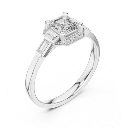 18K Yellow Gold Radiant Bug & Round Lab-Grown Diamond Stud Ring for Women | Anniversary Gift | Pure Carat