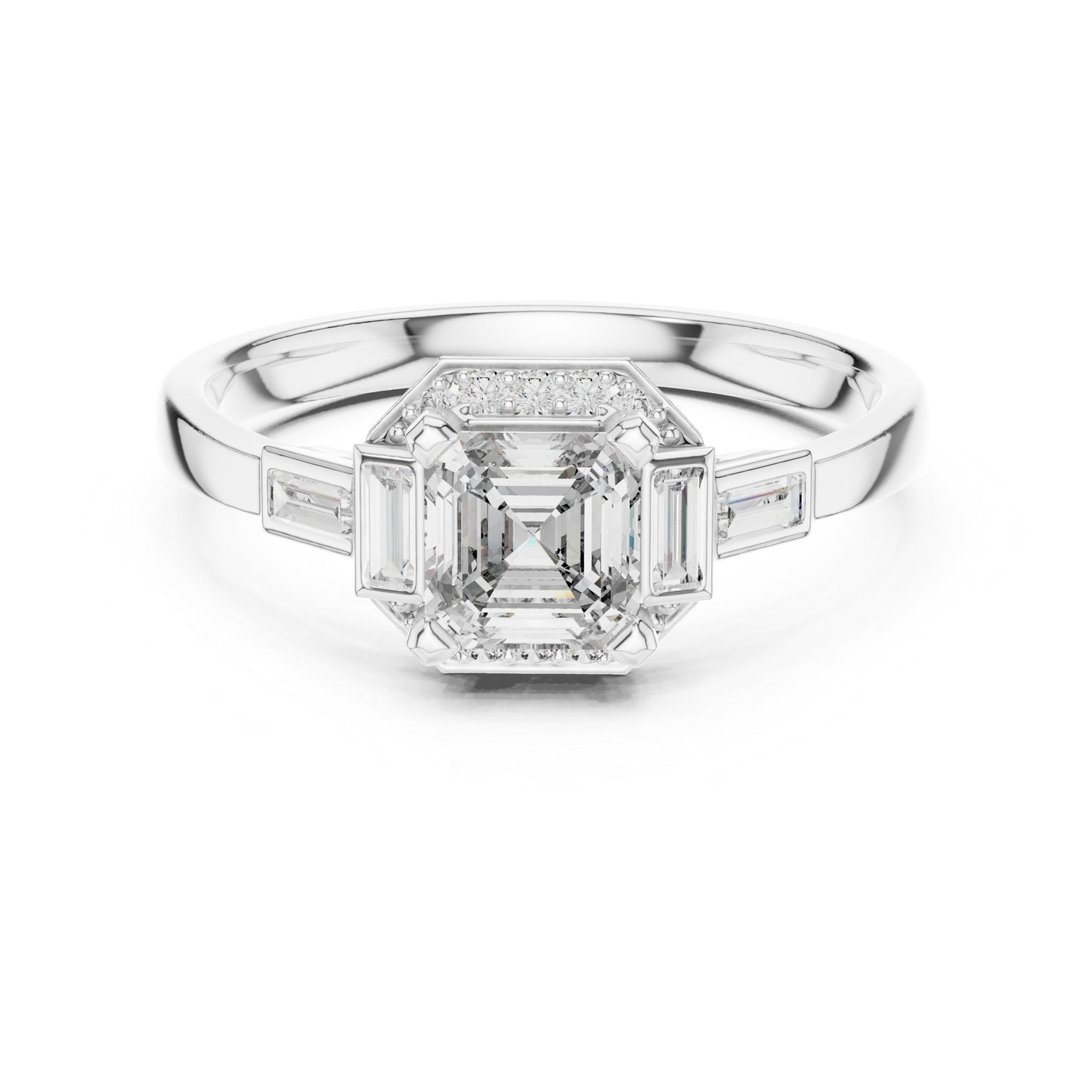 18K Yellow Gold Radiant Bug & Round Lab-Grown Diamond Stud Ring for Women | Anniversary Gift | Pure Carat