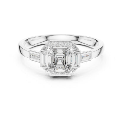 18K Yellow Gold Radiant Bug & Round Lab-Grown Diamond Stud Ring for Women | Anniversary Gift | Pure Carat