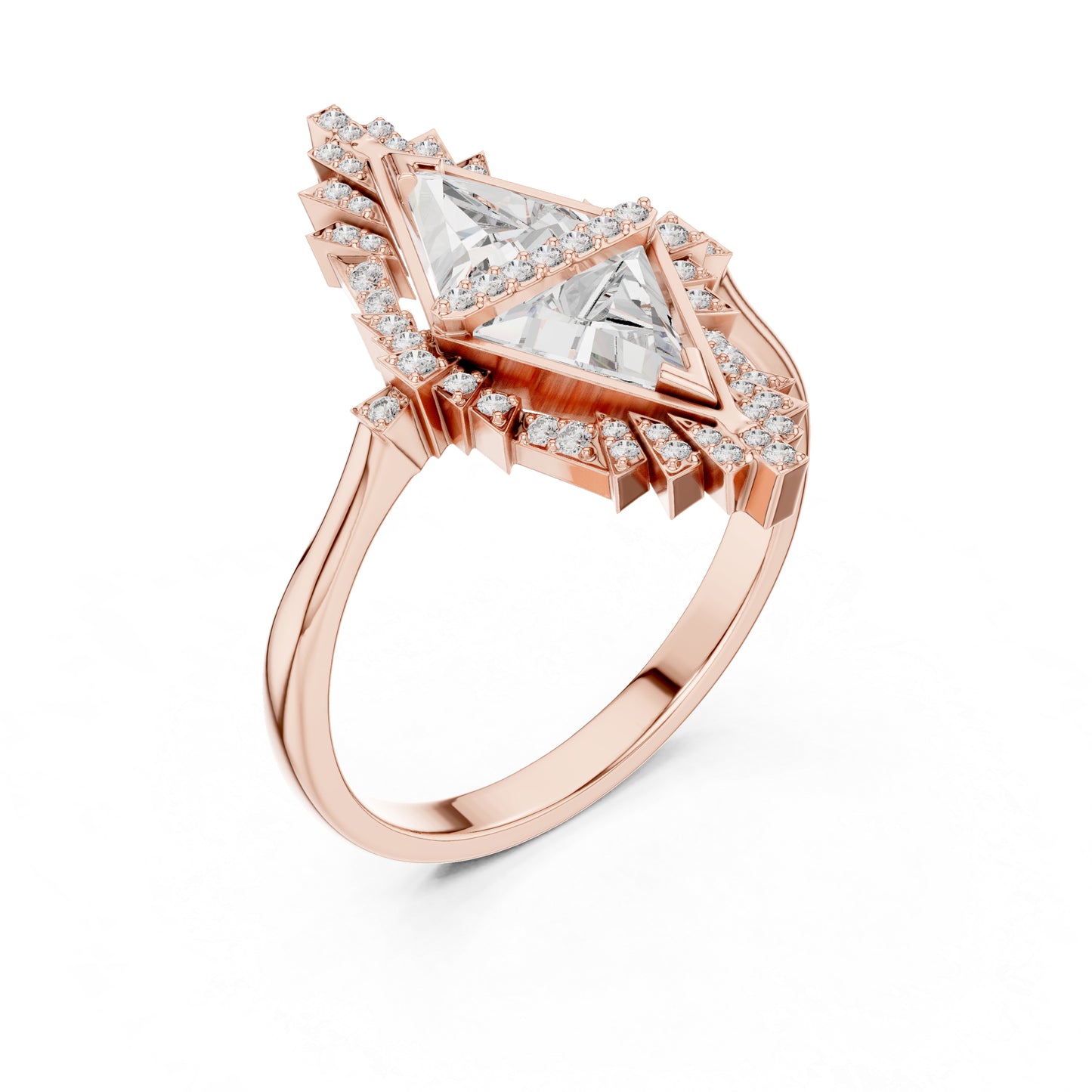 18K Yellow Gold Triangle & Round Lab-Grown Diamond Ring for Women | Wedding | Pure Carat