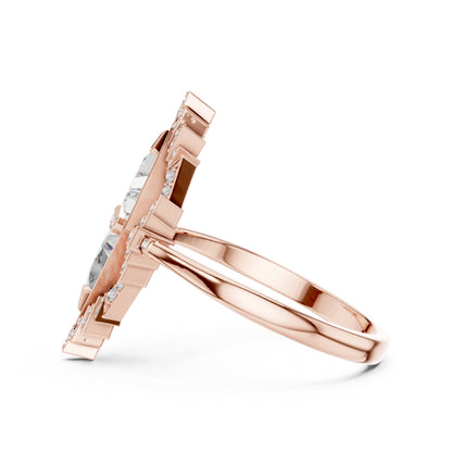 18K Yellow Gold Triangle & Round Lab-Grown Diamond Ring for Women | Wedding | Pure Carat