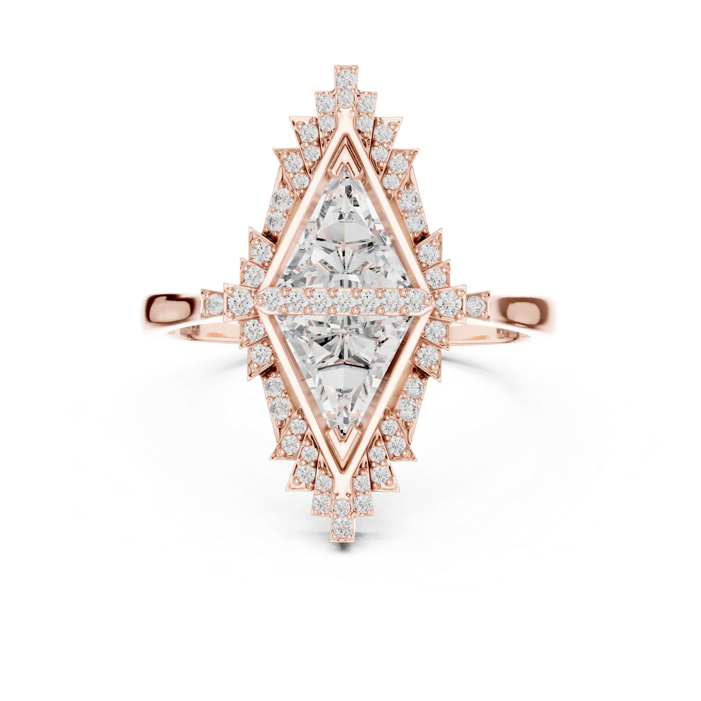 18K Yellow Gold Triangle & Round Lab-Grown Diamond Ring for Women | Wedding | Pure Carat