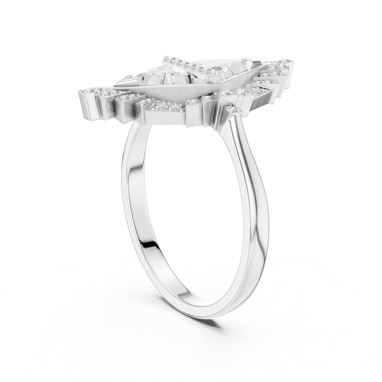18K Yellow Gold Triangle & Round Lab-Grown Diamond Ring for Women | Wedding | Pure Carat