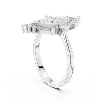 18K Yellow Gold Triangle & Round Lab-Grown Diamond Ring for Women | Wedding | Pure Carat