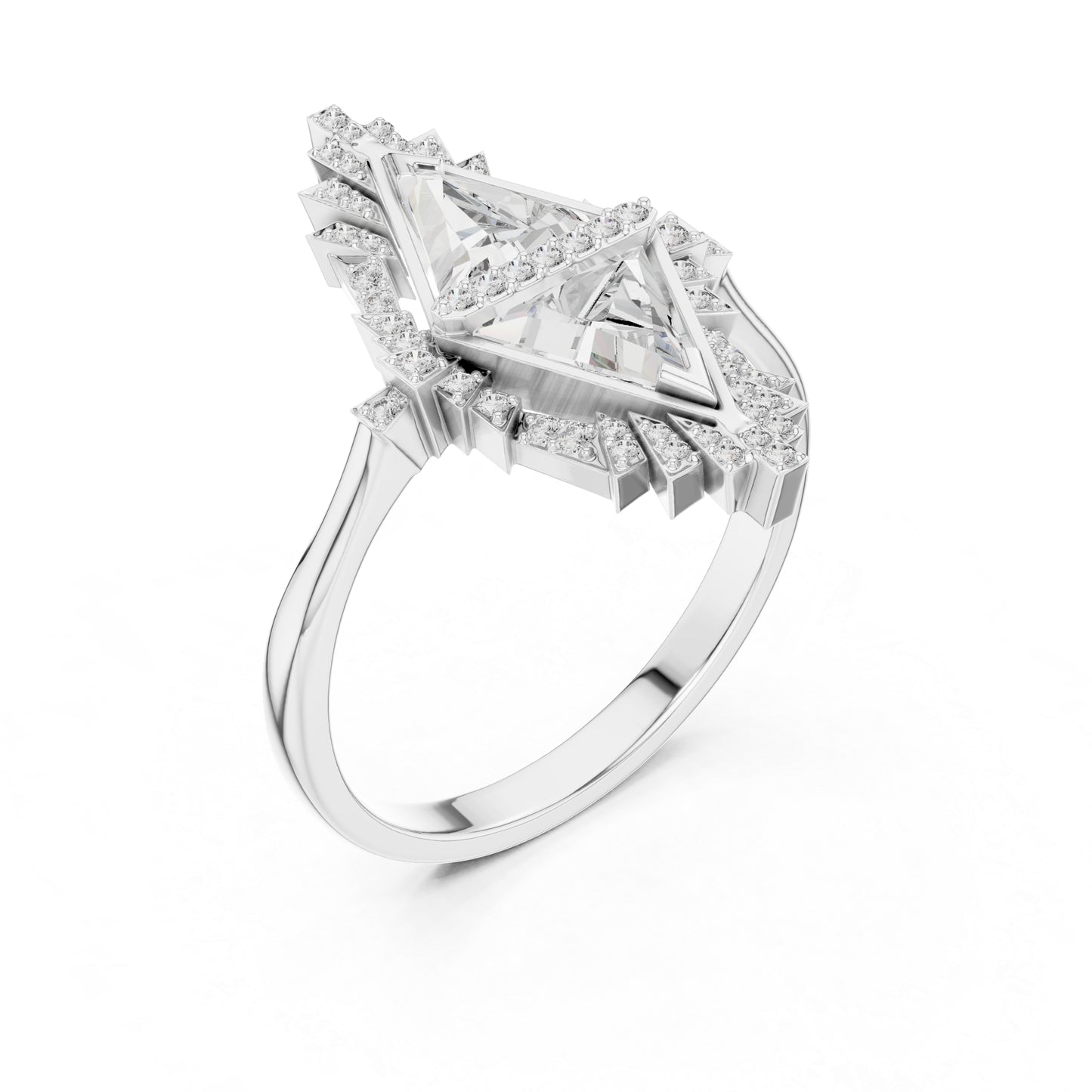 18K Yellow Gold Triangle & Round Lab-Grown Diamond Ring for Women | Wedding | Pure Carat