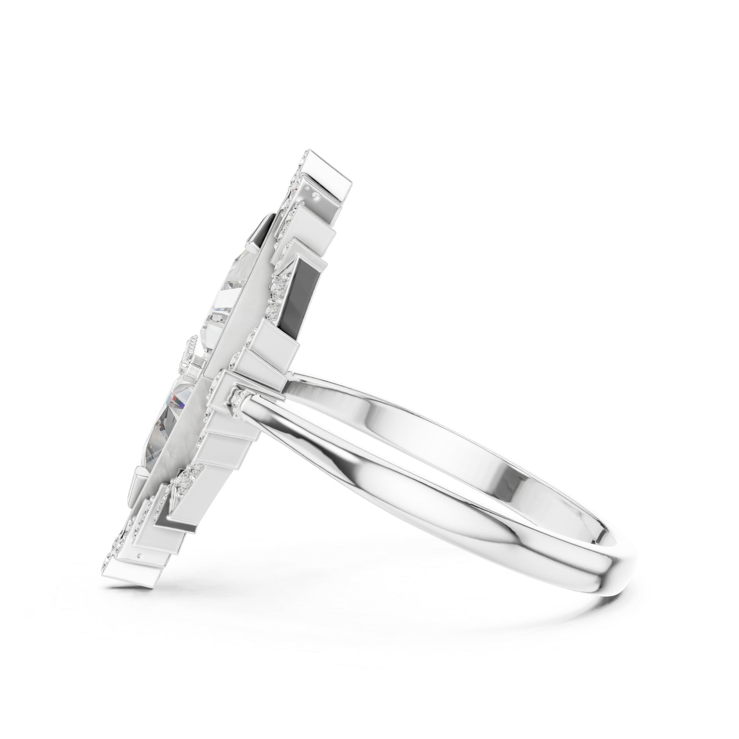 18K Yellow Gold Triangle & Round Lab-Grown Diamond Ring for Women | Wedding | Pure Carat