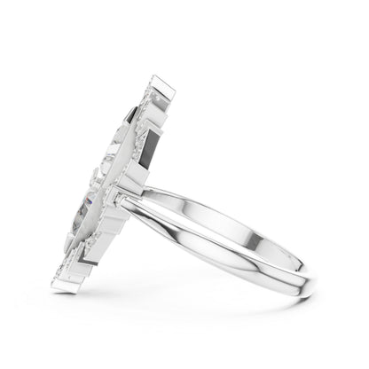 18K Yellow Gold Triangle & Round Lab-Grown Diamond Ring for Women | Wedding | Pure Carat