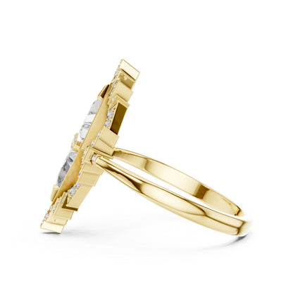 18K Yellow Gold Triangle & Round Lab-Grown Diamond Ring for Women | Wedding | Pure Carat