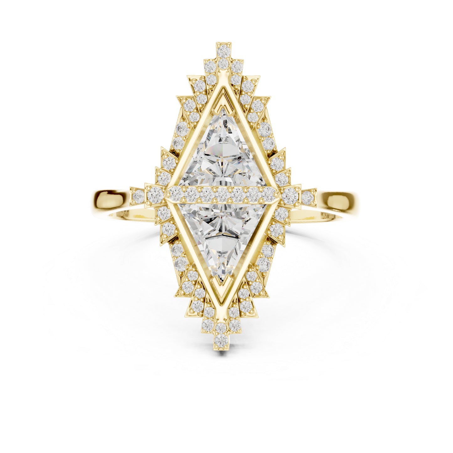 18K Yellow Gold Triangle & Round Lab-Grown Diamond Ring for Women | Wedding | Pure Carat