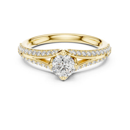 14K Rose Gold Round Lab-Grown Diamond Ring for Women | Party Wear | Pure Carat