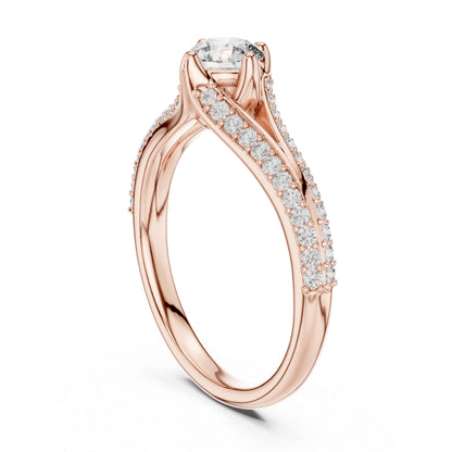 14K Rose Gold Round Lab-Grown Diamond Ring for Women | Party Wear | Pure Carat