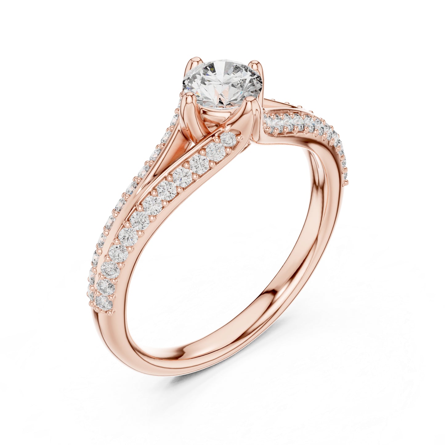 14K Rose Gold Round Lab-Grown Diamond Ring for Women | Party Wear | Pure Carat