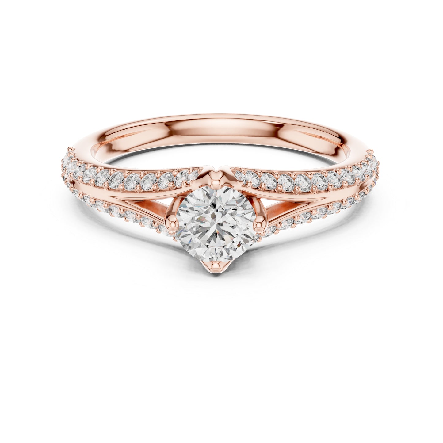 14K Rose Gold Round Lab-Grown Diamond Ring for Women | Party Wear | Pure Carat
