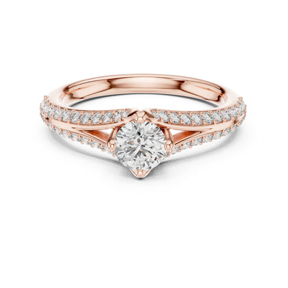 14K Rose Gold Round Lab-Grown Diamond Ring for Women | Party Wear | Pure Carat