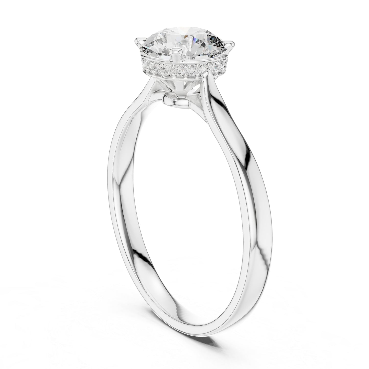 18K White Gold Round Lab-Grown Diamond Drop Ring for Women | Office Wear | Pure Carat