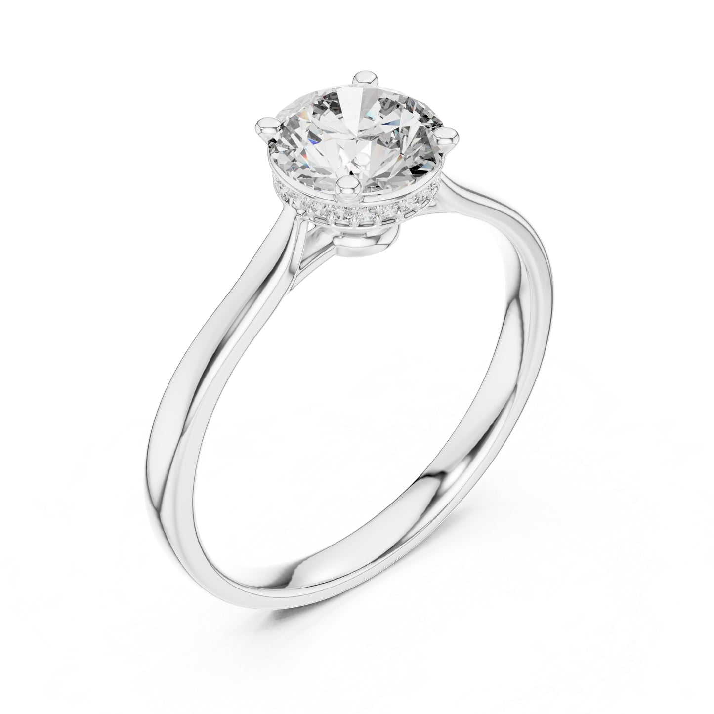 18K White Gold Round Lab-Grown Diamond Drop Ring for Women | Office Wear | Pure Carat