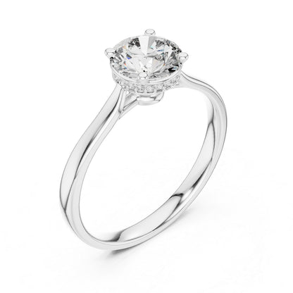 18K White Gold Round Lab-Grown Diamond Drop Ring for Women | Office Wear | Pure Carat