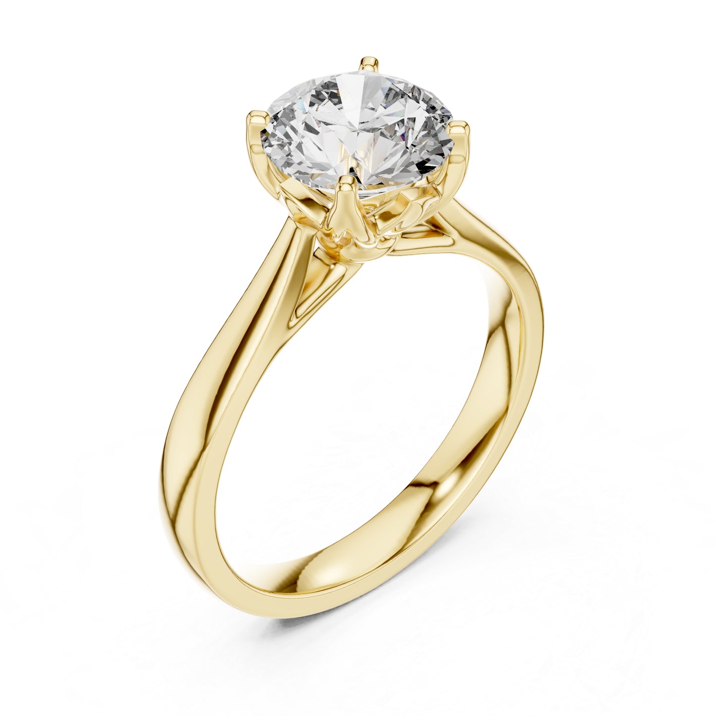 18K Yellow Gold Round Lab-Grown Diamond Ring for Women | Everyday Wear | Pure Carat