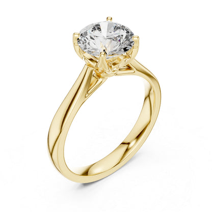 18K Yellow Gold Round Lab-Grown Diamond Ring for Women | Everyday Wear | Pure Carat