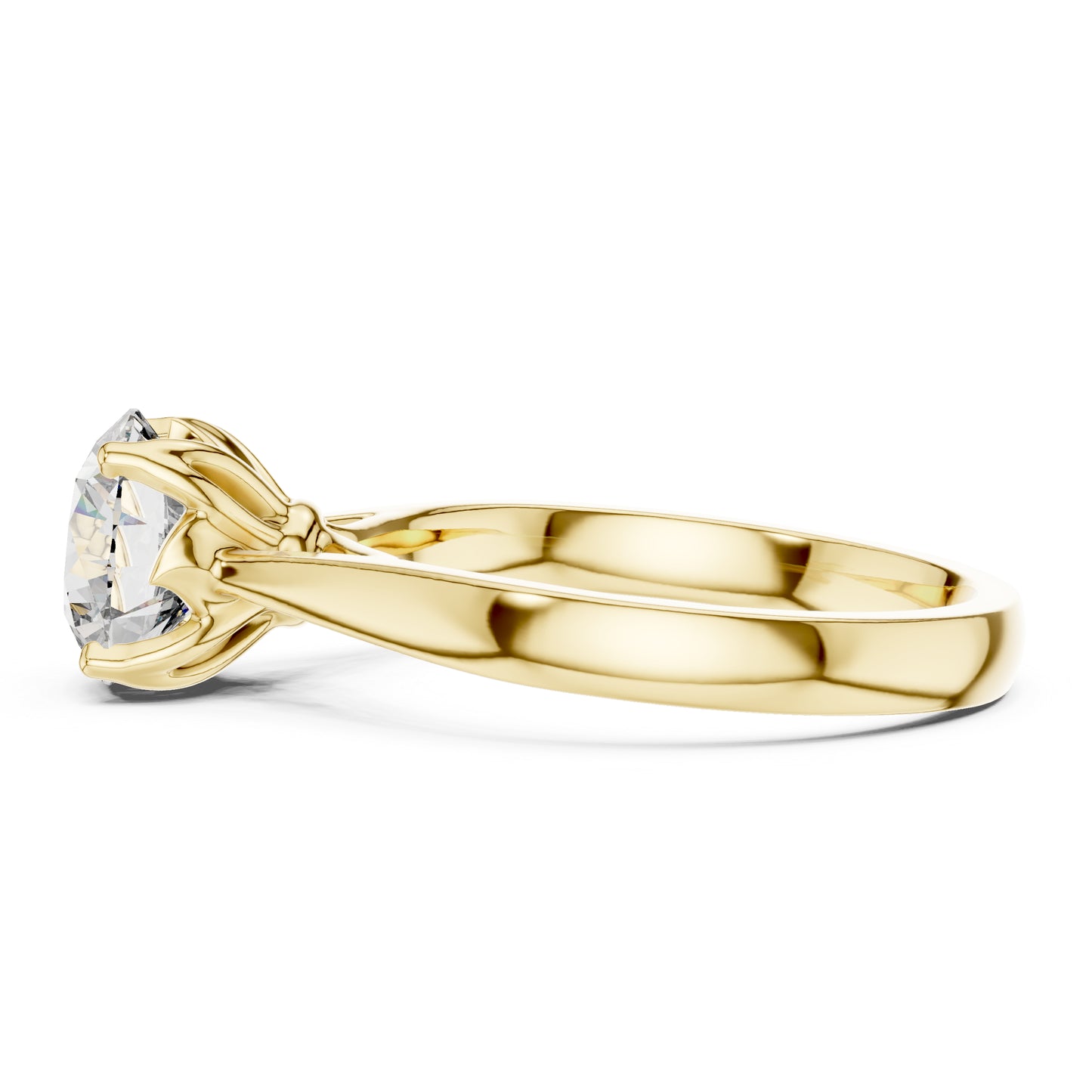 18K Yellow Gold Round Lab-Grown Diamond Ring for Women | Everyday Wear | Pure Carat