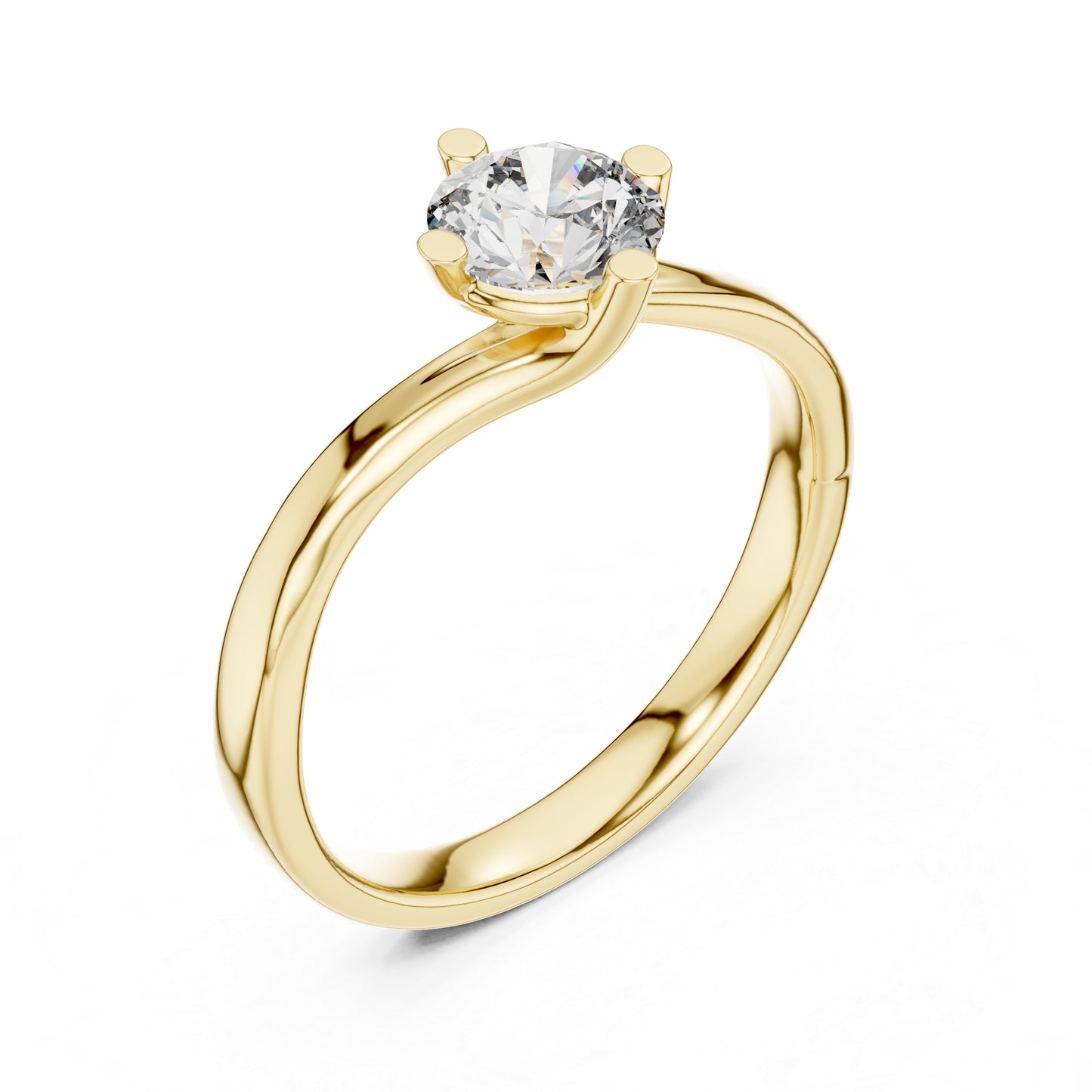 14K Yellow Gold Round Lab-Grown Diamond Ring for Women | Party Wear | Pure Carat