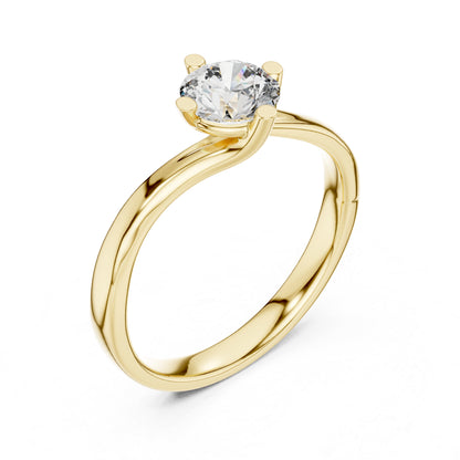 14K Yellow Gold Round Lab-Grown Diamond Ring for Women | Party Wear | Pure Carat